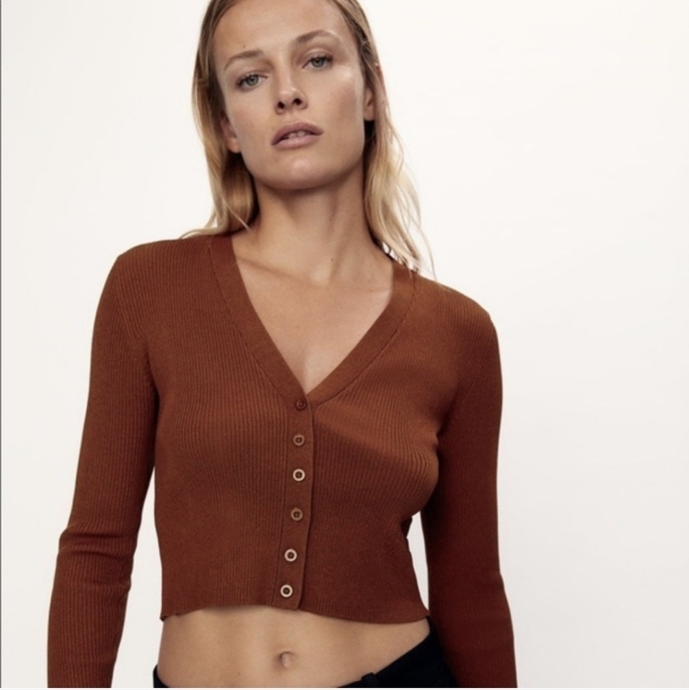 Zara ribbed knit cardigan sweater medium